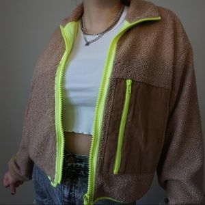 Neon Fuzzy Cropped Jacket